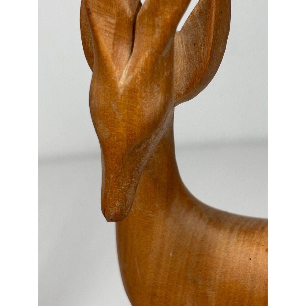 Gazelle Figurines Set of 2 Brown‎ Wood Hand Carved Vintage Pair AS IS - Picture 9 of 16